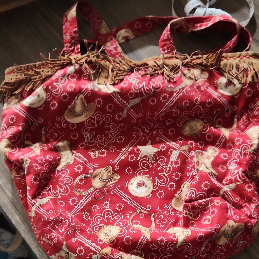 Red Western Fringe Tote Bag